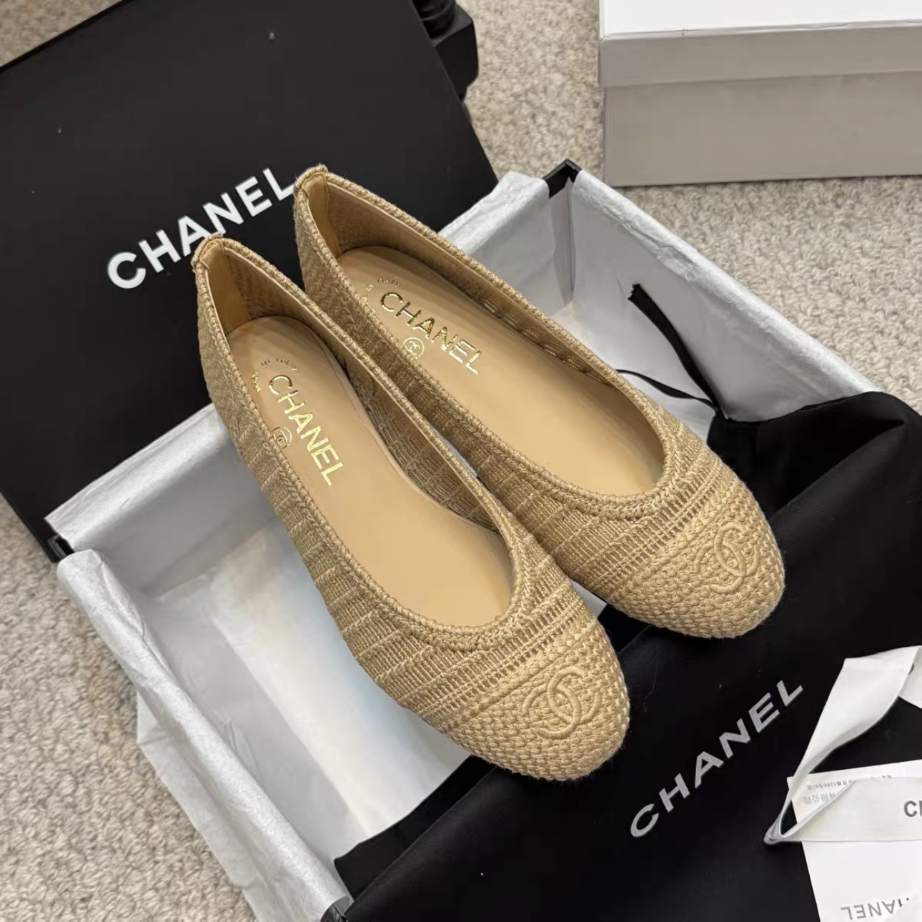 CHANEL Raffia Woven Ballet Flats - image 2