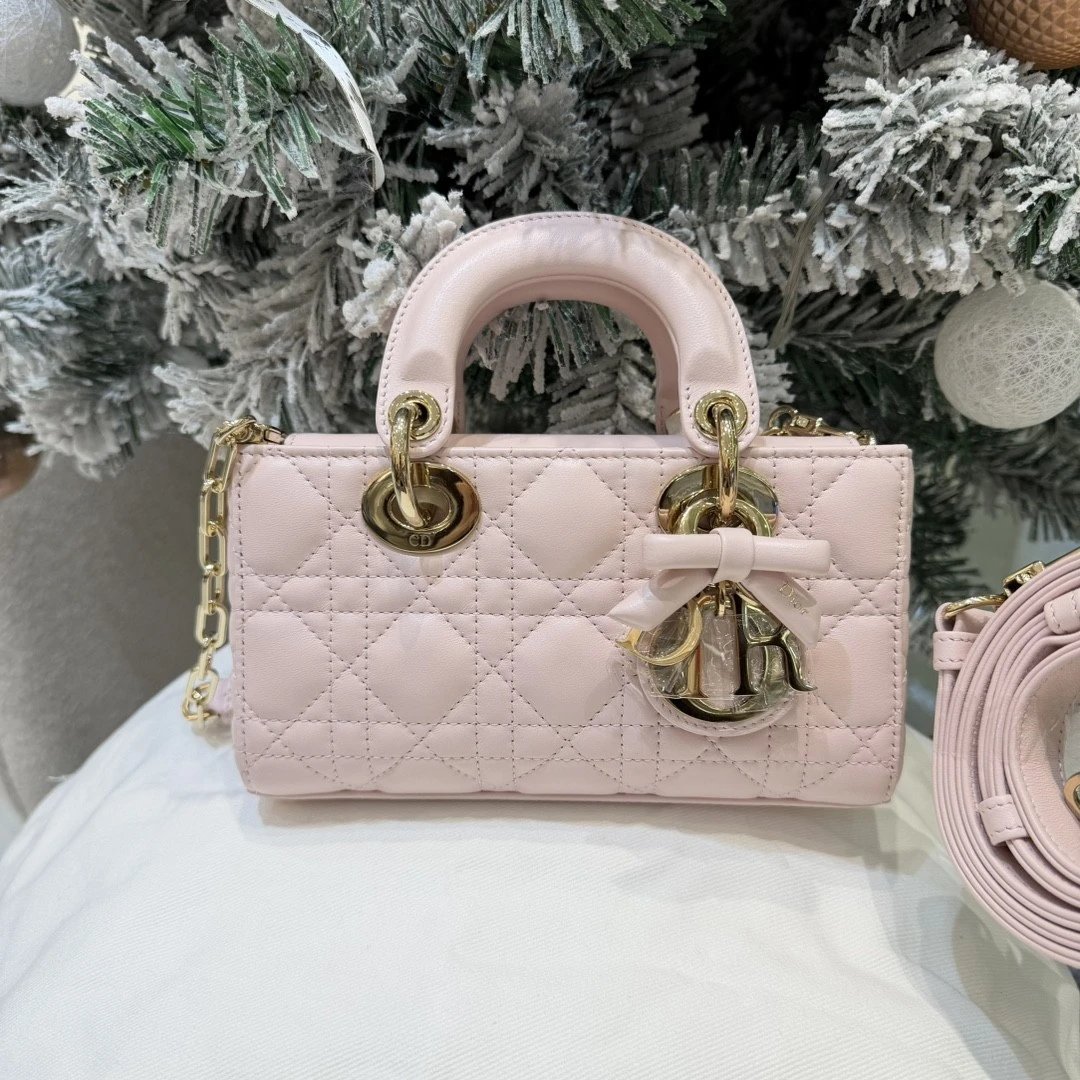 Mini Lady D-Joy Bag Pink Cannage Lambskin - image 2