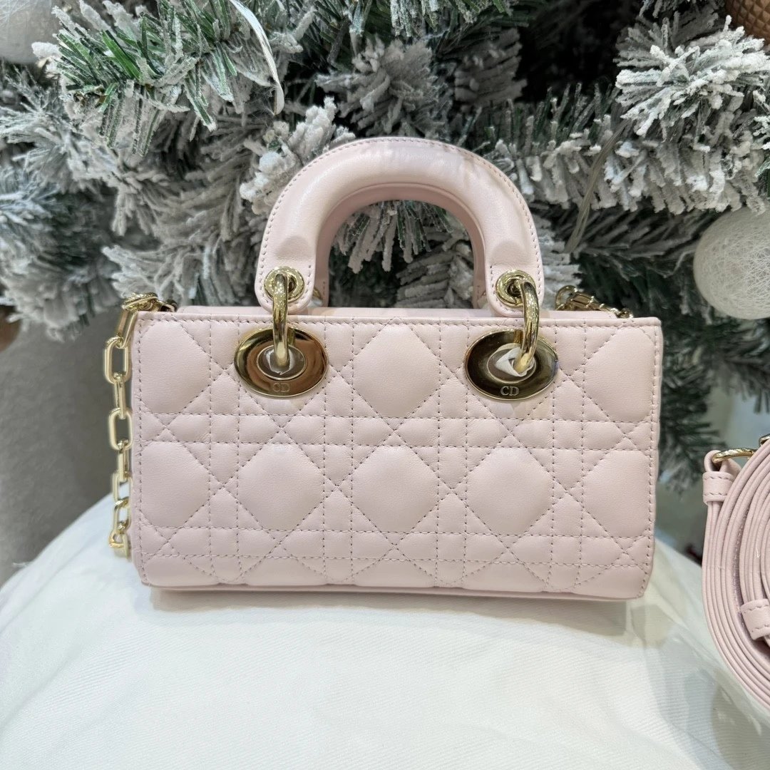 Mini Lady D-Joy Bag Pink Cannage Lambskin - image 3