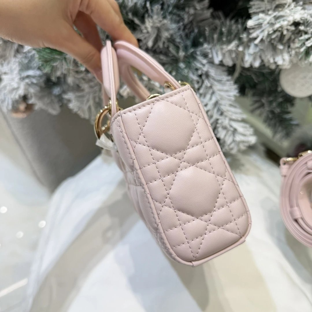 Mini Lady D-Joy Bag Pink Cannage Lambskin - image 4