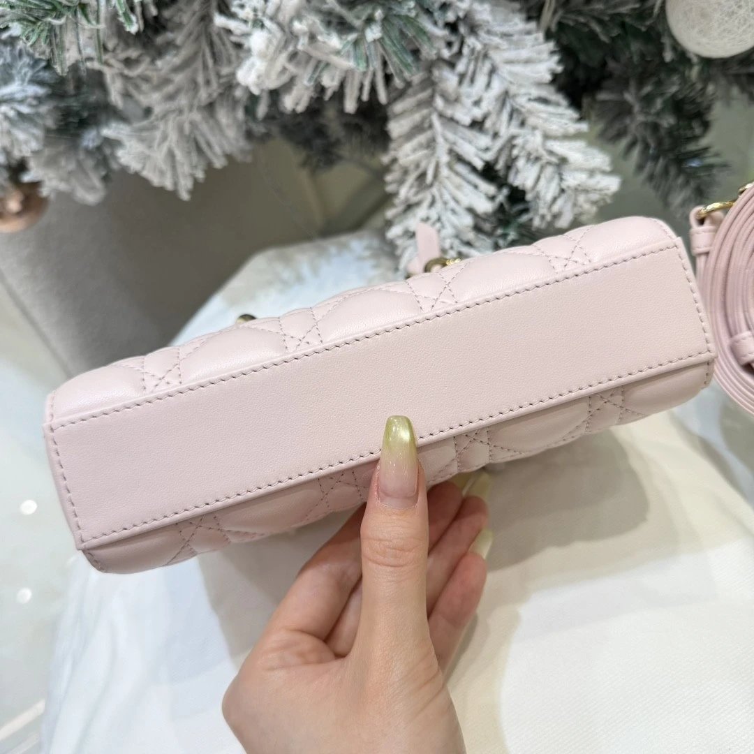 Mini Lady D-Joy Bag Pink Cannage Lambskin - image 5