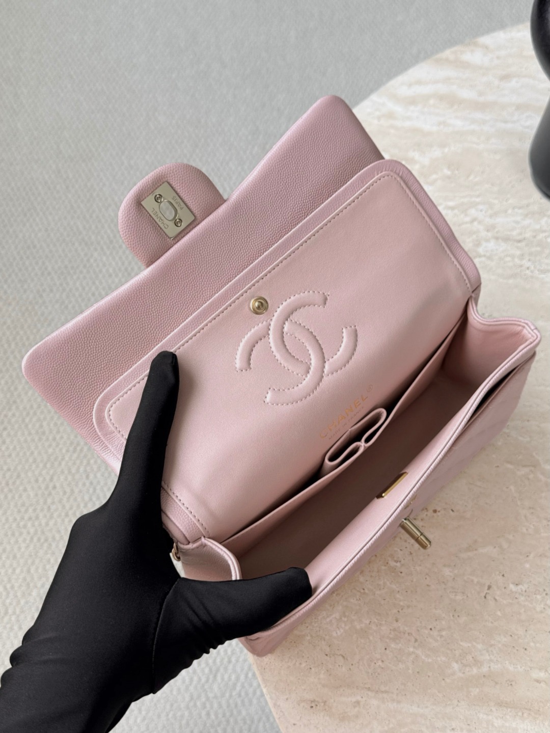 CHANEL Classique Flap Small Handbag Caviar Leather - image 6