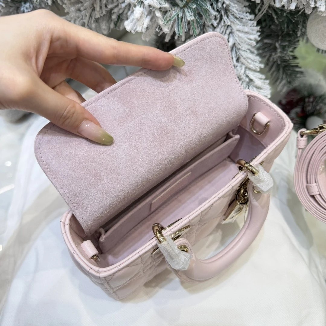 Mini Lady D-Joy Bag Pink Cannage Lambskin - image 6