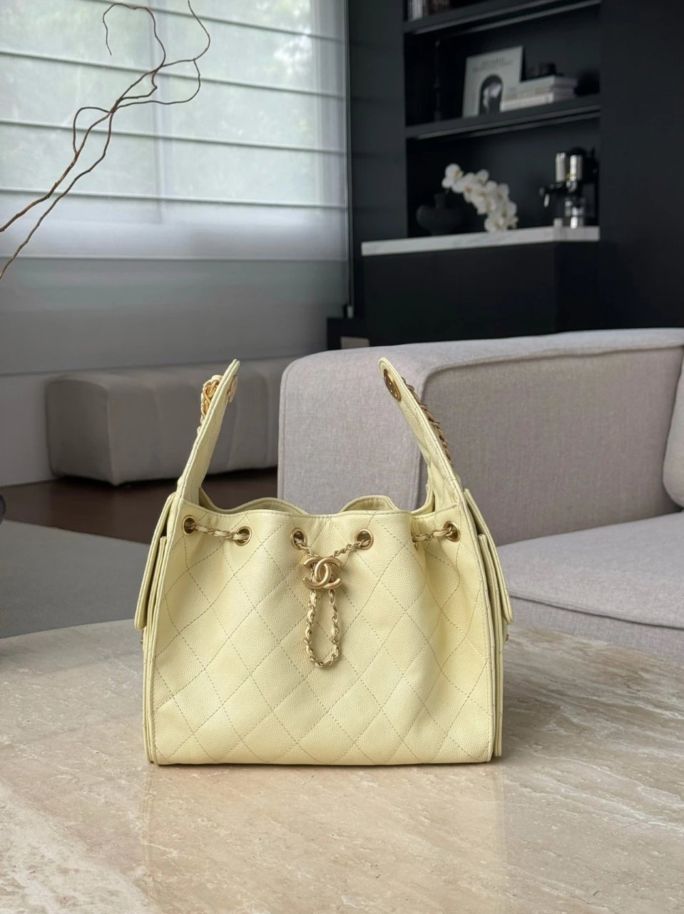 CHANEL 25C Hobo Bag Caviar leather In Chick Yellow - image 2