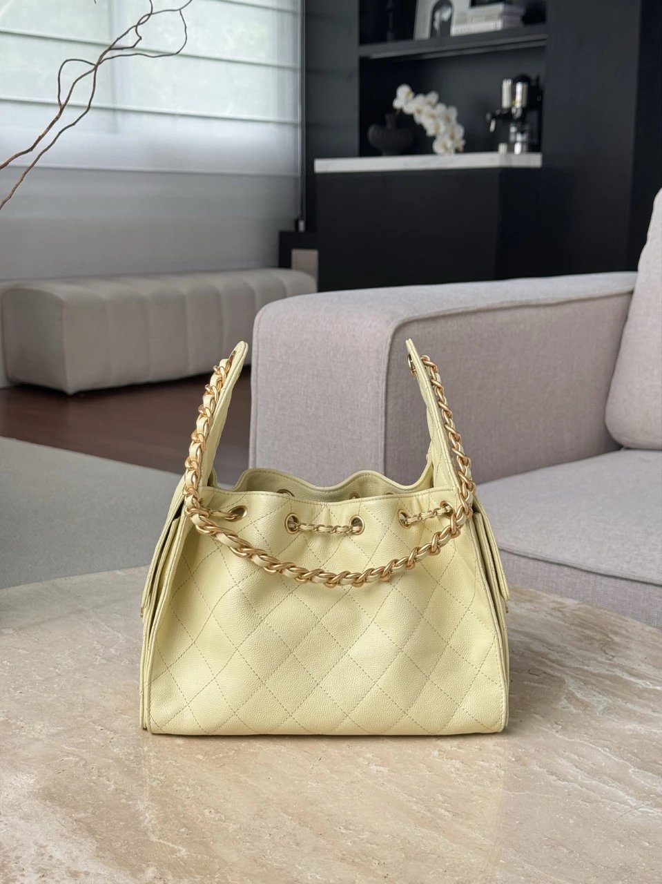 CHANEL 25C Hobo Bag Caviar leather In Chick Yellow - image 4