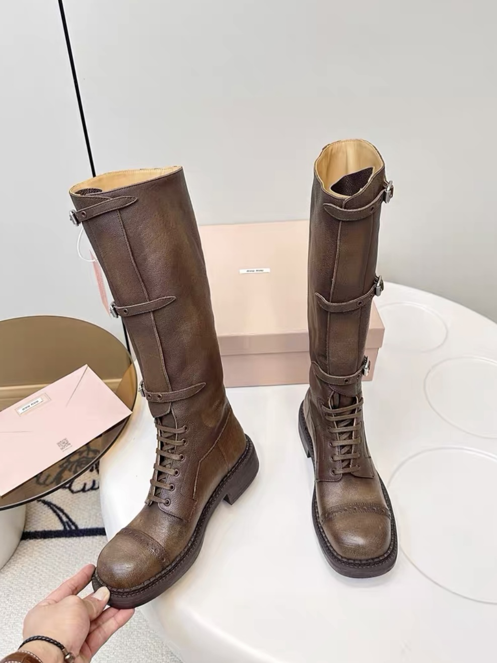 MIUMIU ace-up leather boots - image 3