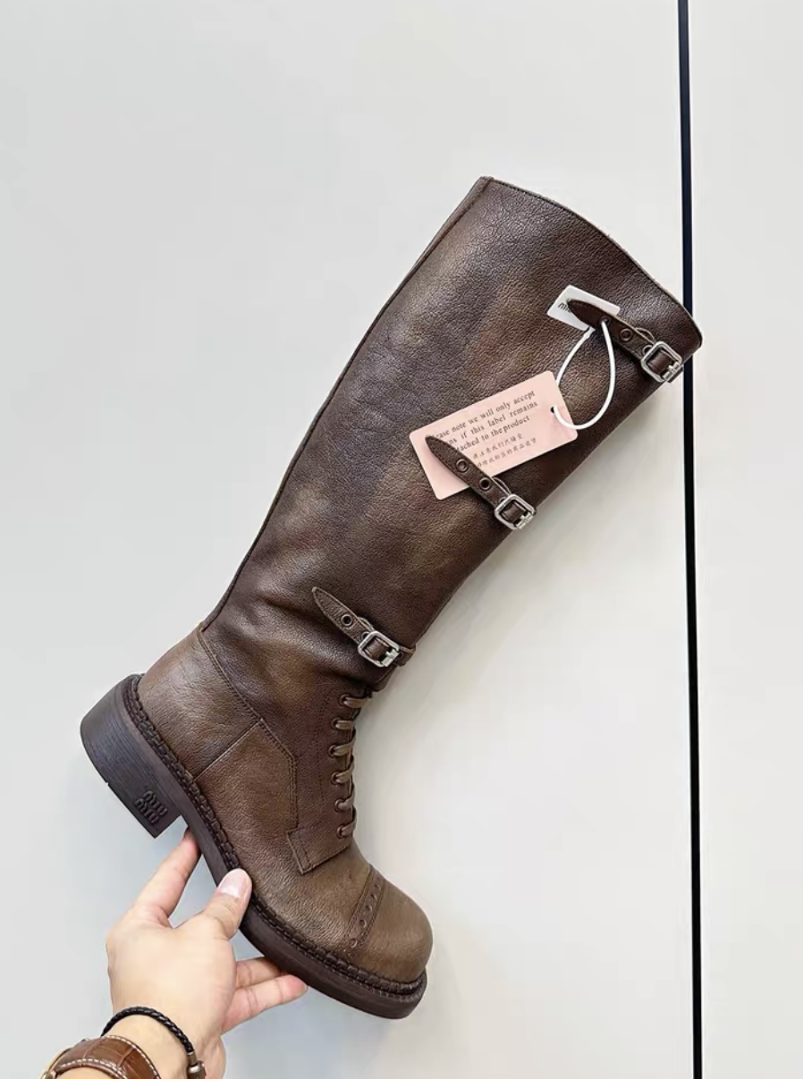 MIUMIU ace-up leather boots - image 4