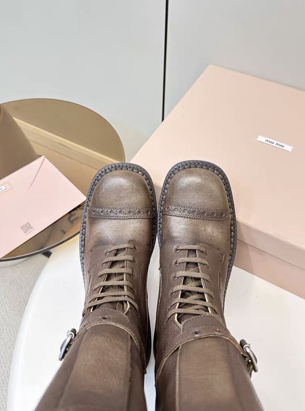 MIUMIU ace-up leather boots - image 5