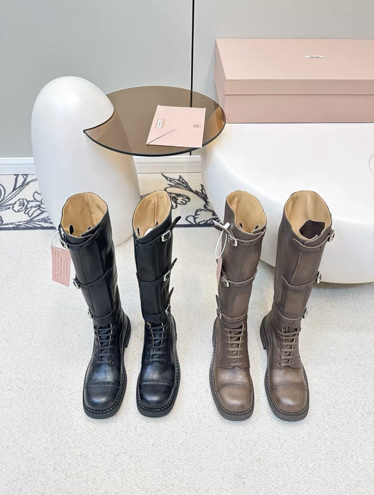 MIUMIU ace-up leather boots - image 7