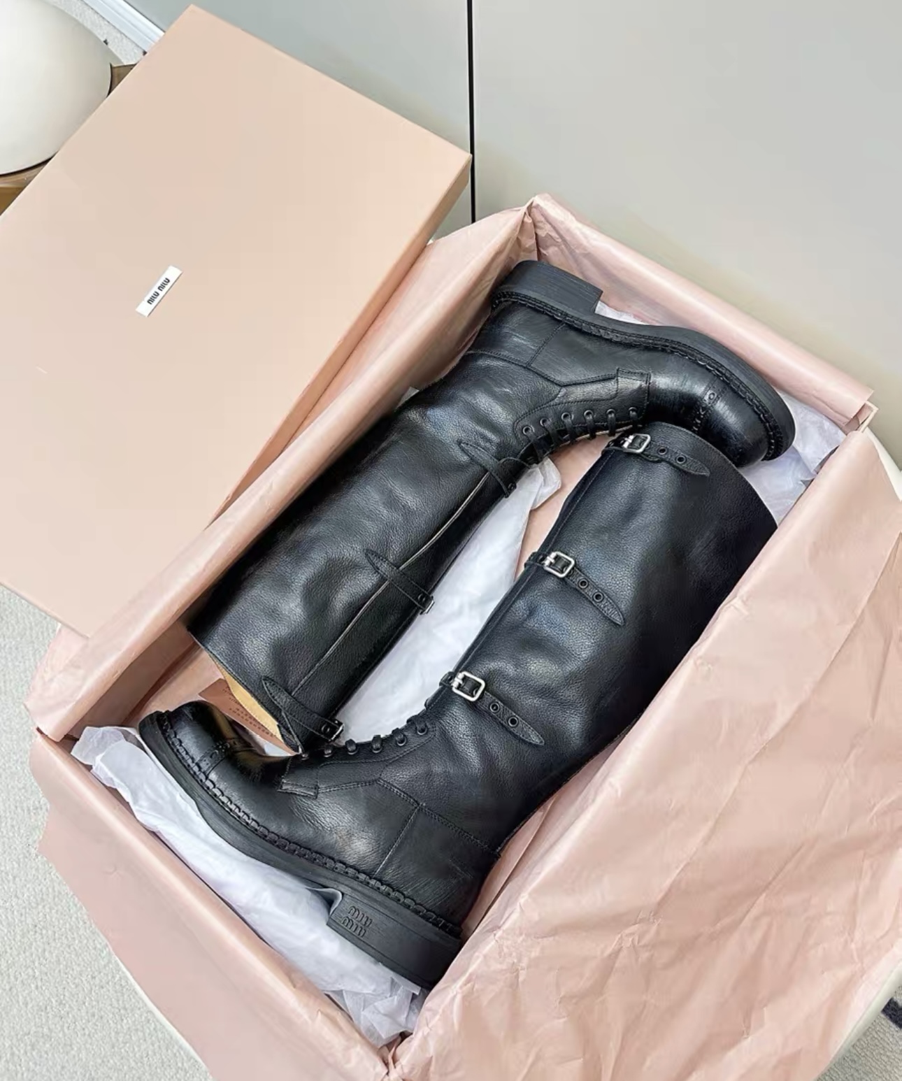 MIUMIU ace-up leather boots - image 9