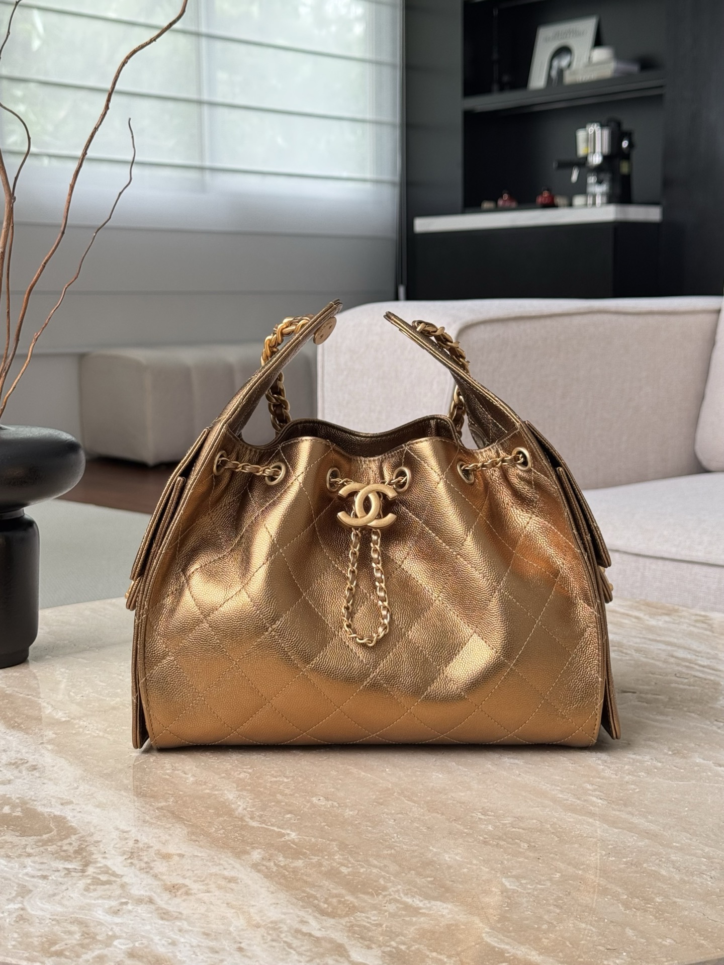 CHANEL 26C 25Bag Caviar leather In Metallic Bronze - image 2