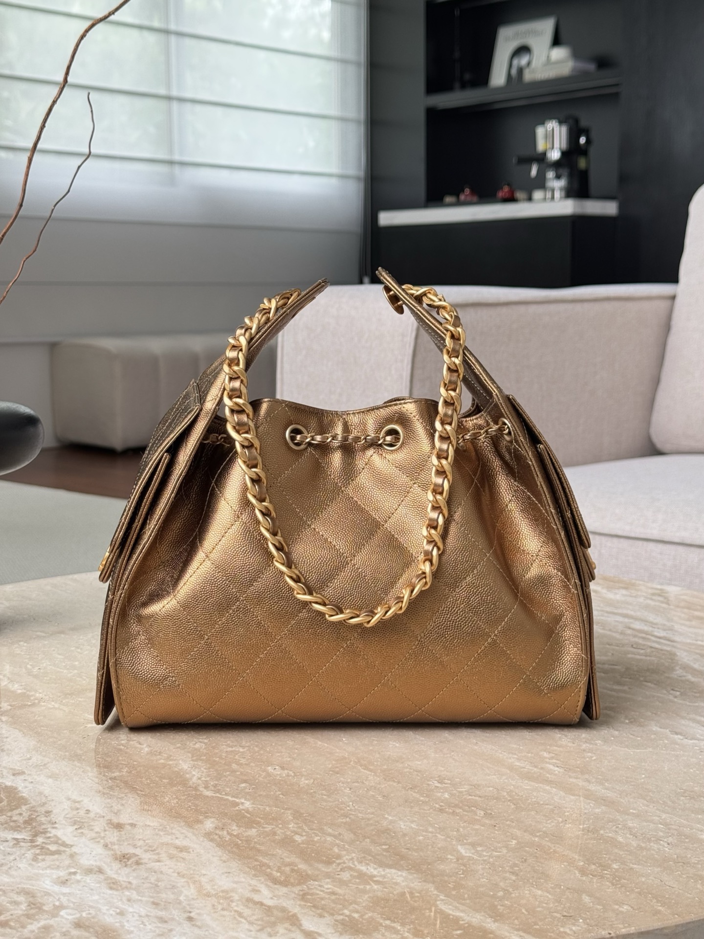 CHANEL 26C 25Bag Caviar leather In Metallic Bronze - image 3