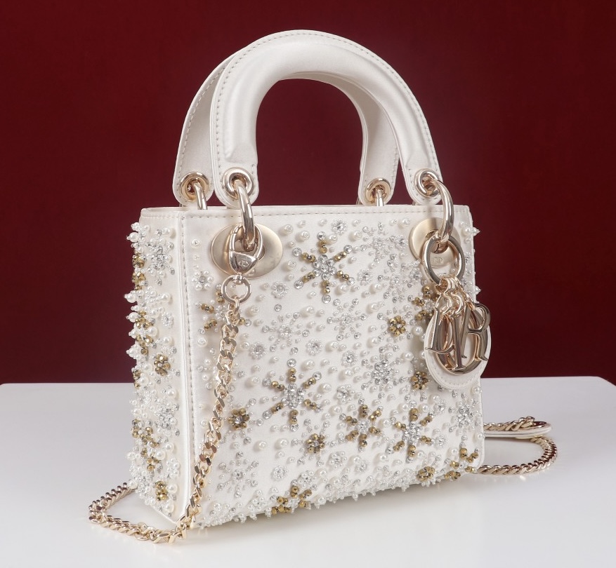 Mini Lady Dior Embroidered Snowflake embroidery with beads in Calfskin - image 3
