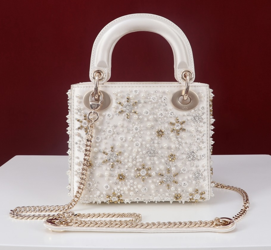 Mini Lady Dior Embroidered Snowflake embroidery with beads in Calfskin - image 4
