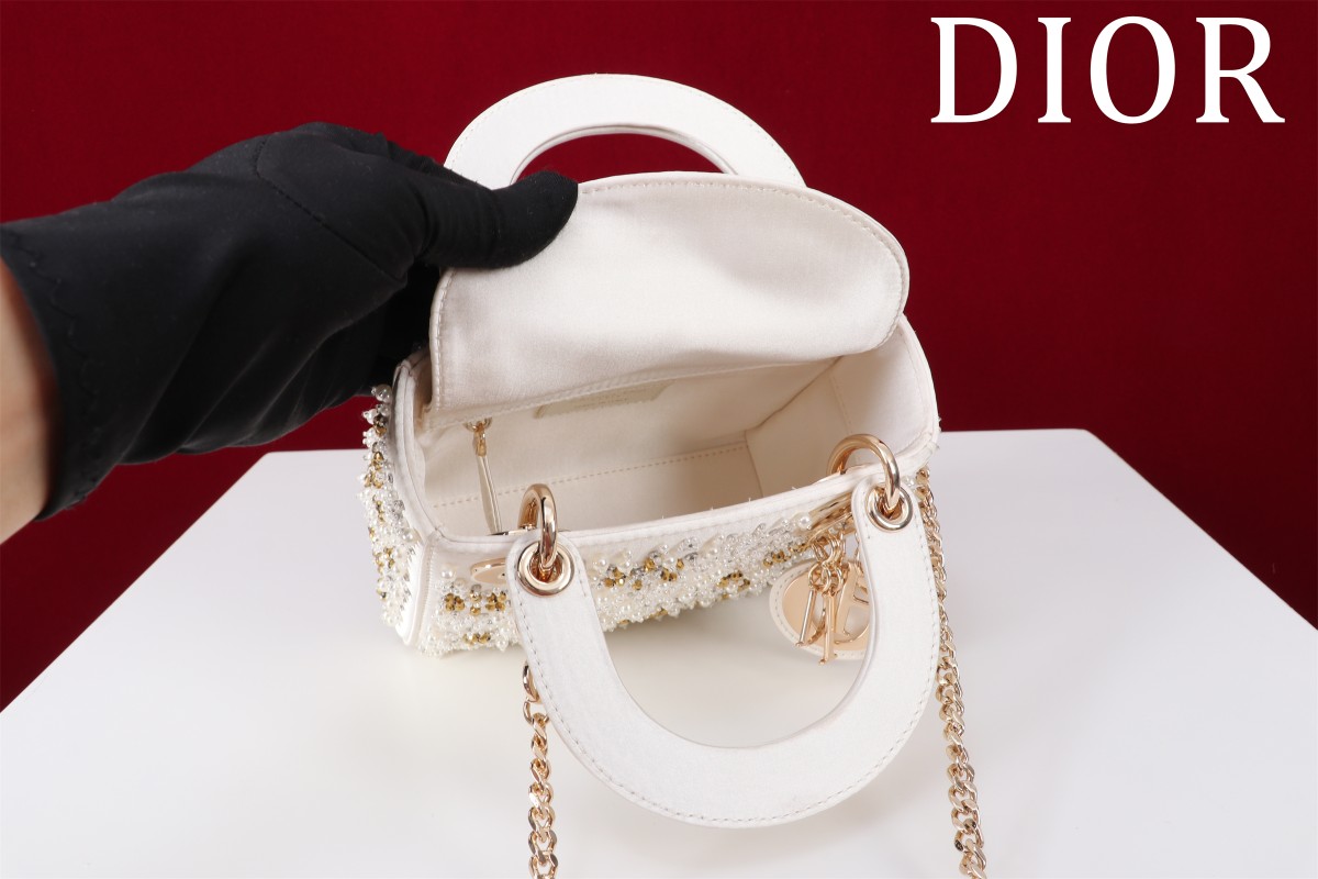 Mini Lady Dior Embroidered Snowflake embroidery with beads in Calfskin - image 6