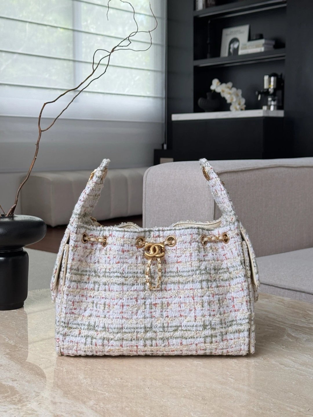 CHANEL 25 small handbag Wool tweed - image 2