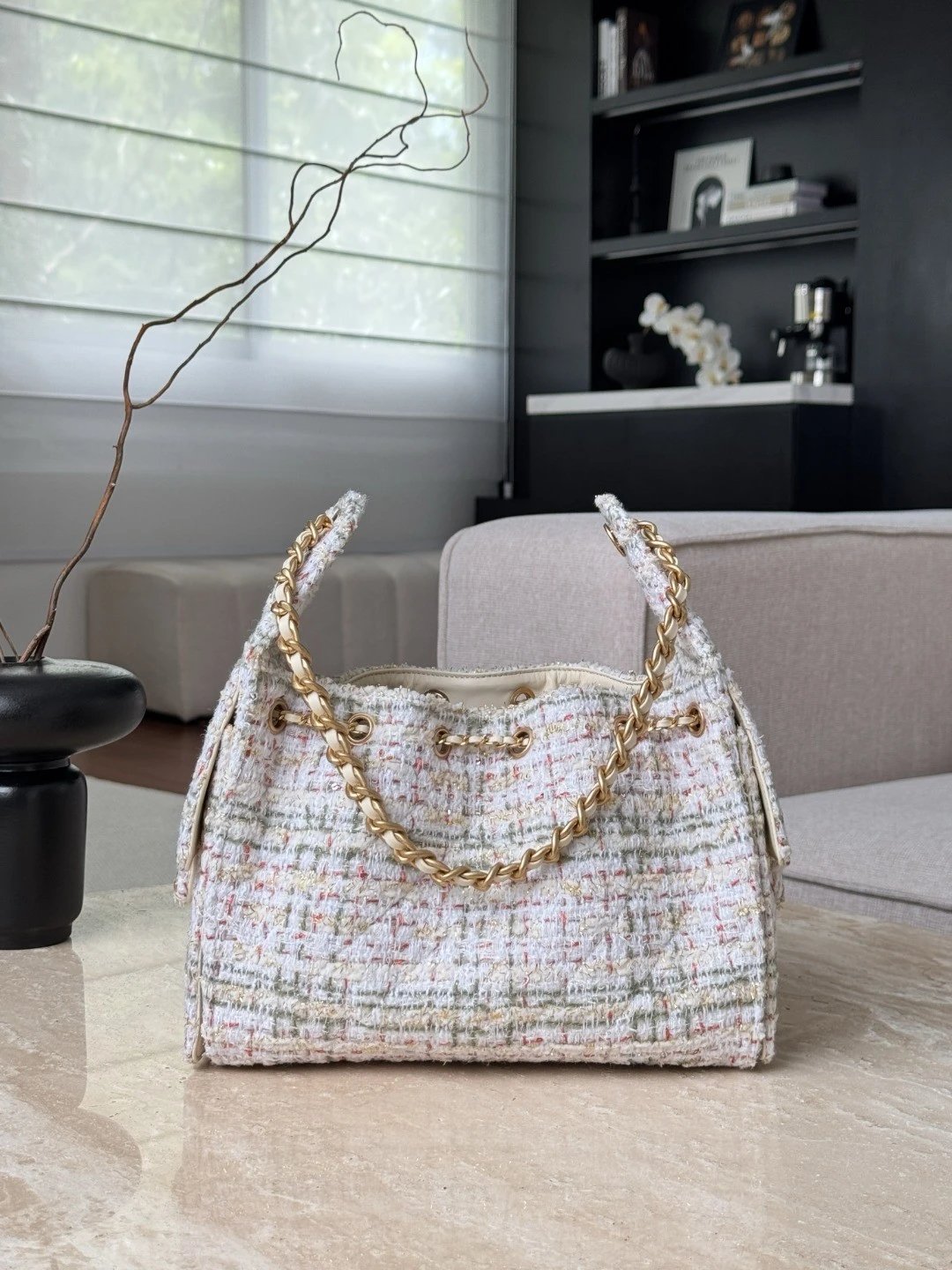 CHANEL 25 small handbag Wool tweed - image 3
