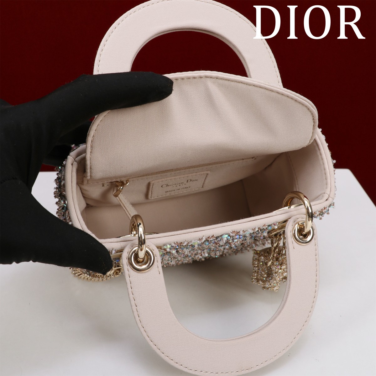 Mini Lady Dior Pavé diamond embroidery - image 7