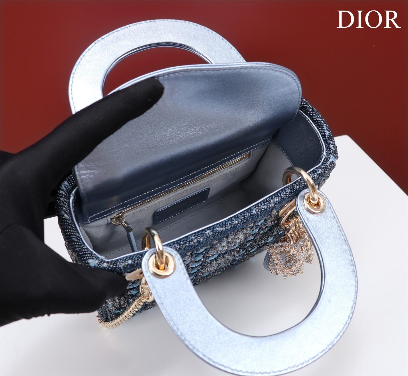 Mini Lady dior Embroidered Pearl Decoration, Calfskin and Satin - image 6