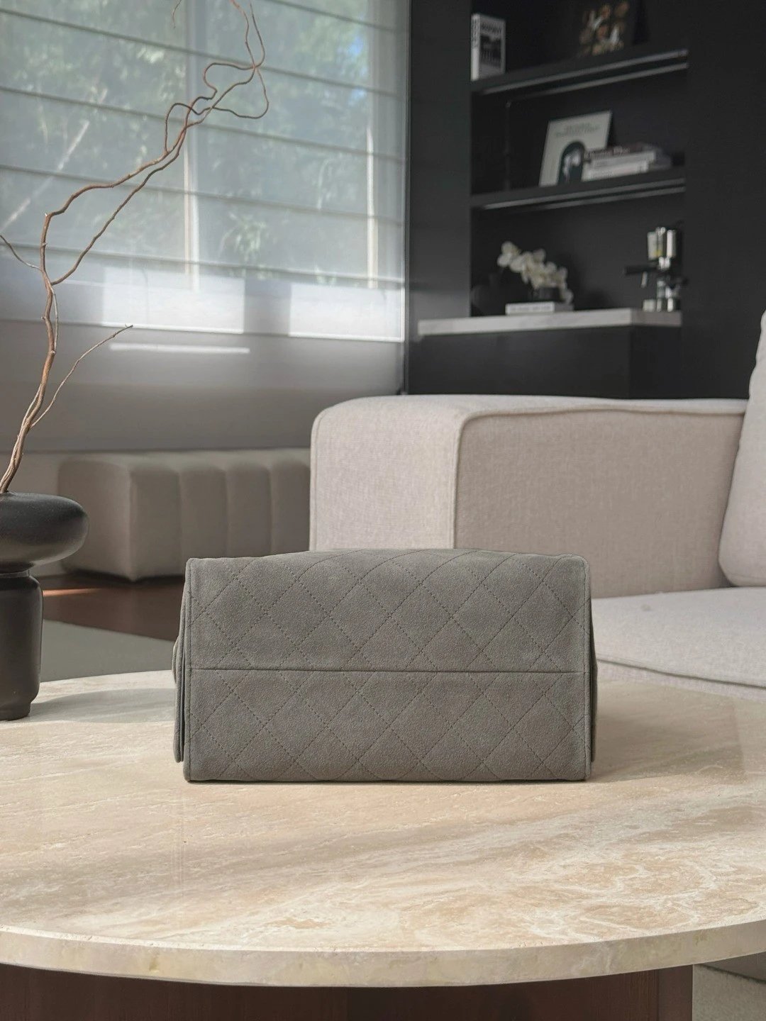 CHANEL 25 HandBag Suede in Grey - image 5