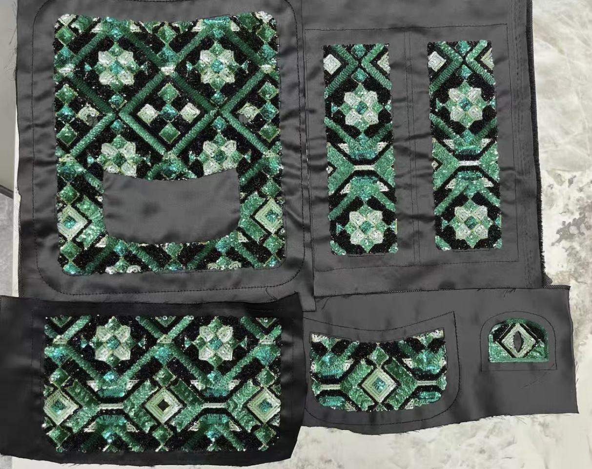 CHANEL Green and Black Mosaic Sequin Mini Flap Bag Gold Hardware - image 7