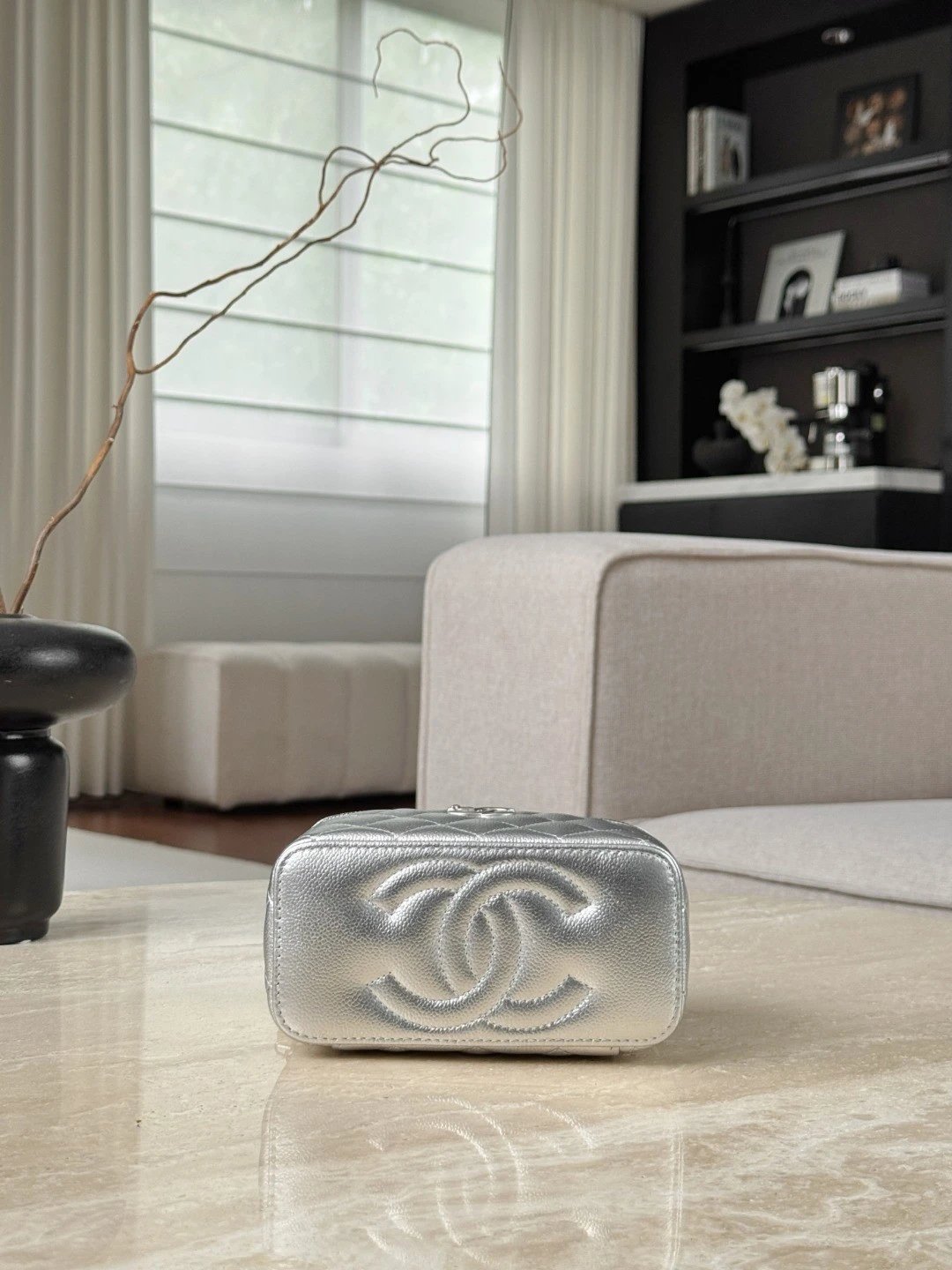 CHANEL Vanity MINI Flap Bag Silver - image 5