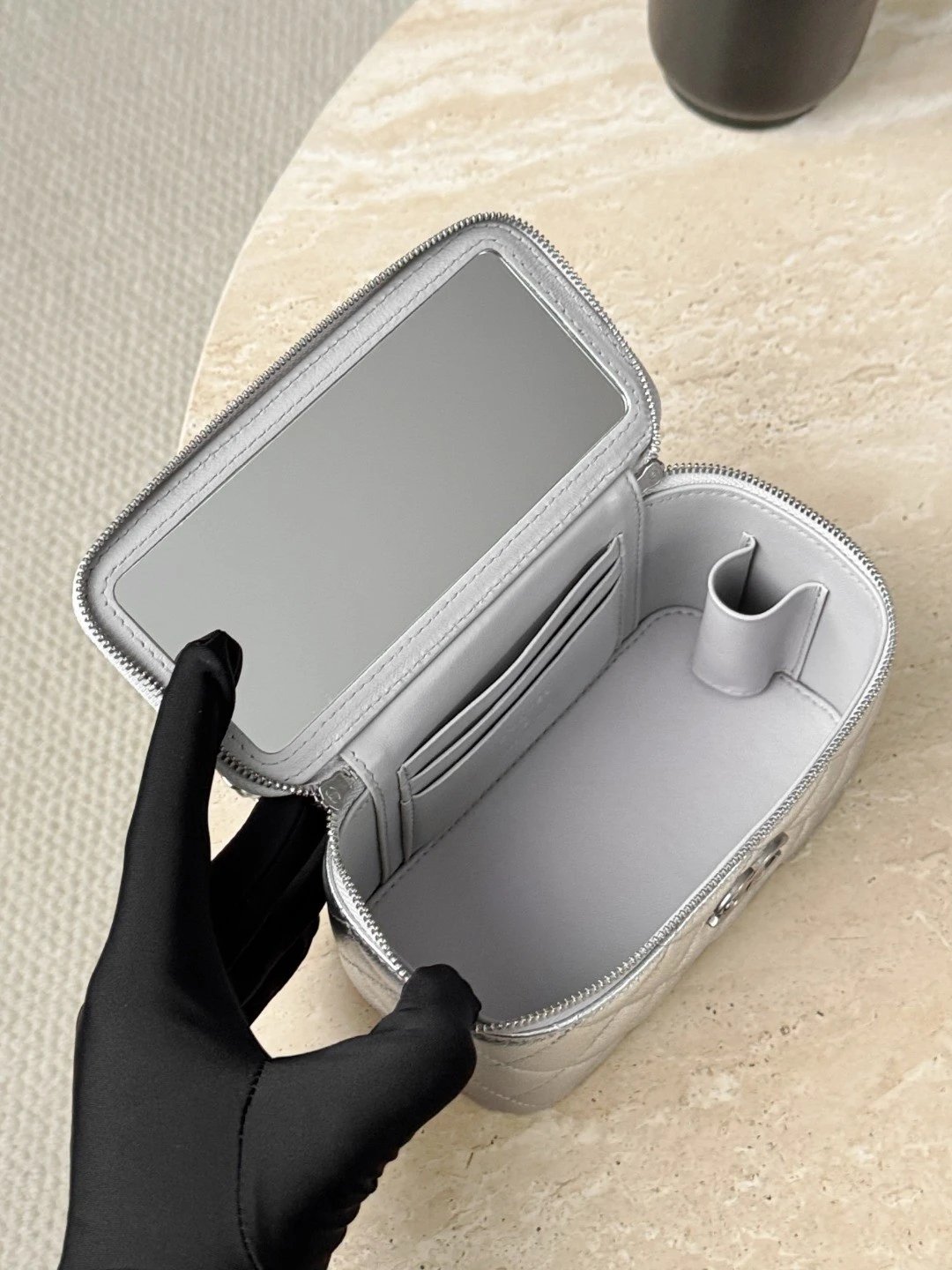 CHANEL Vanity MINI Flap Bag Silver - image 6