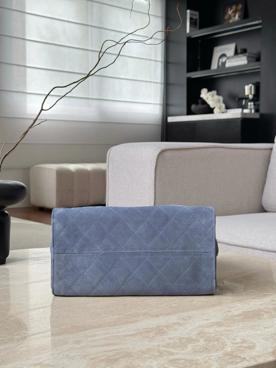 CHANEL 25 Hand Bag Suede-Blue - image 5