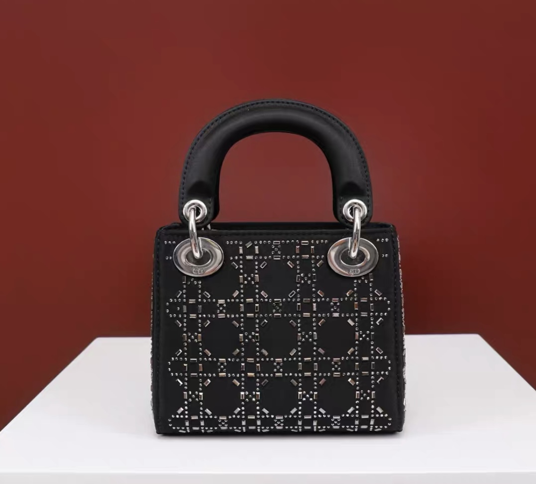 DIOR Mini Lady Dior Bag Black Strass Cannage Satin - image 4