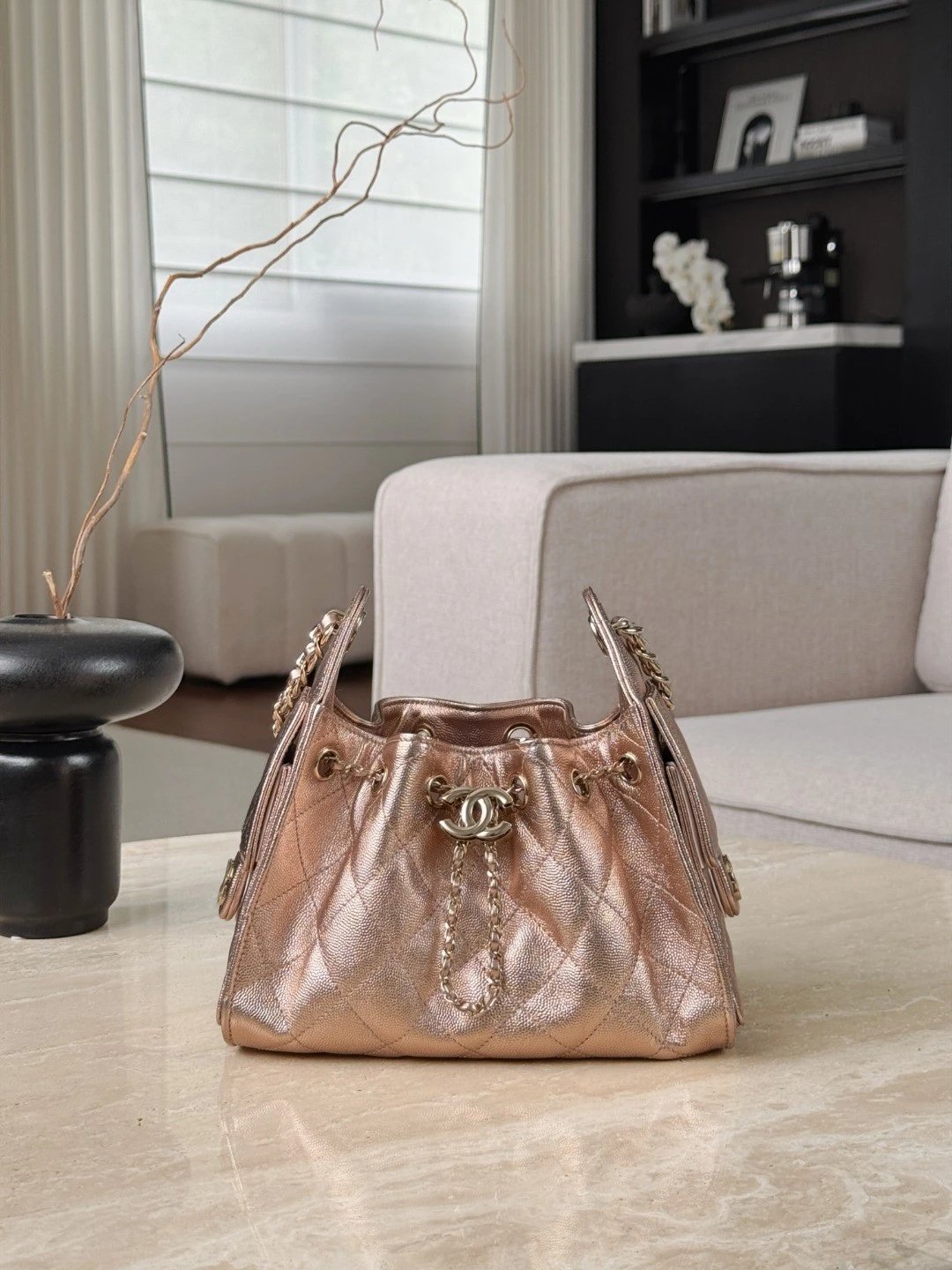 CHANEL 26C 25Bag Caviar leather In Metallic Rose Pink - image 2