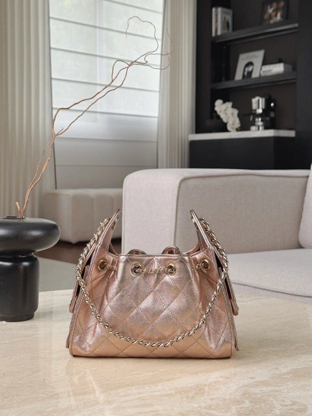 CHANEL 26C 25Bag Caviar leather In Metallic Rose Pink - image 4