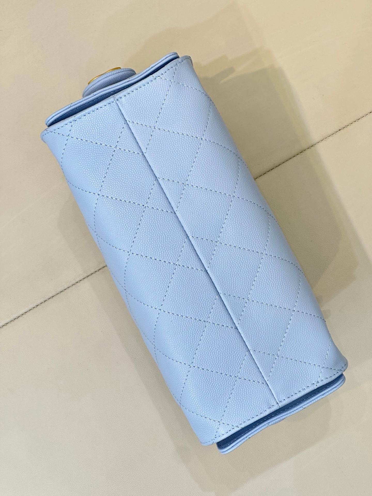 CHANEL 25 Handbag MINI Light Blue Calfskin Light Gold Hardware - image 5