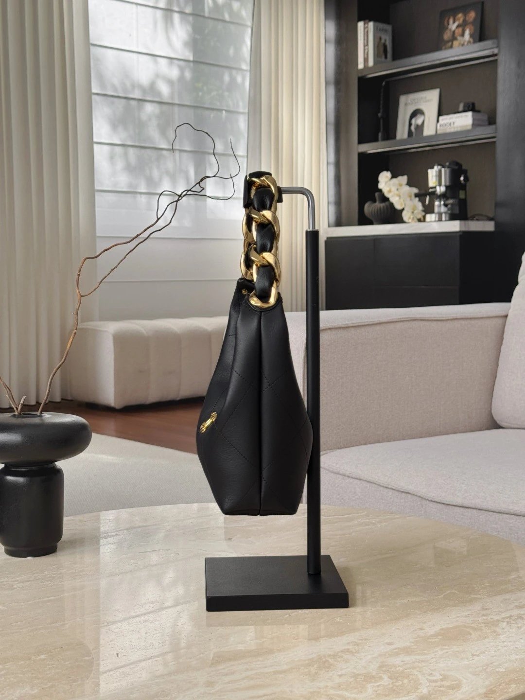 CHANEL 25K Hobo Bag Black Calfskin - image 3