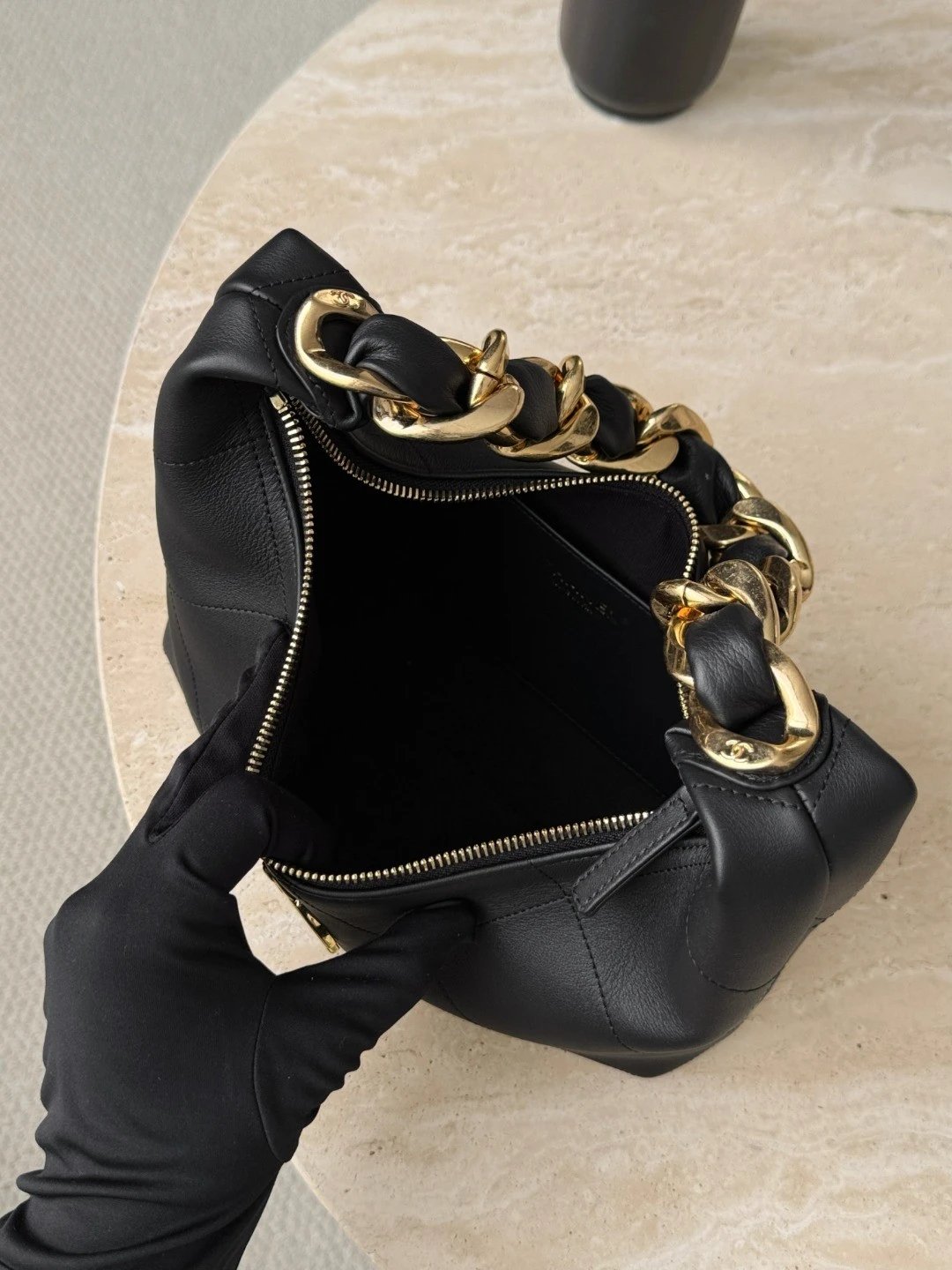 CHANEL 25K Hobo Bag Black Calfskin - image 6