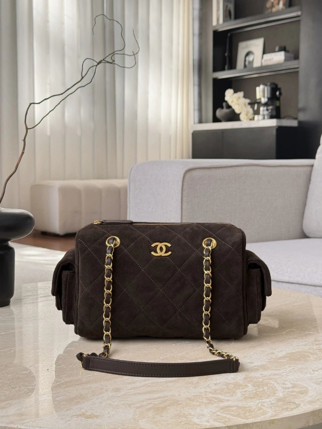 CHANEL 25K Metallic Quilted Bowling Bag in Calfskin - image 2