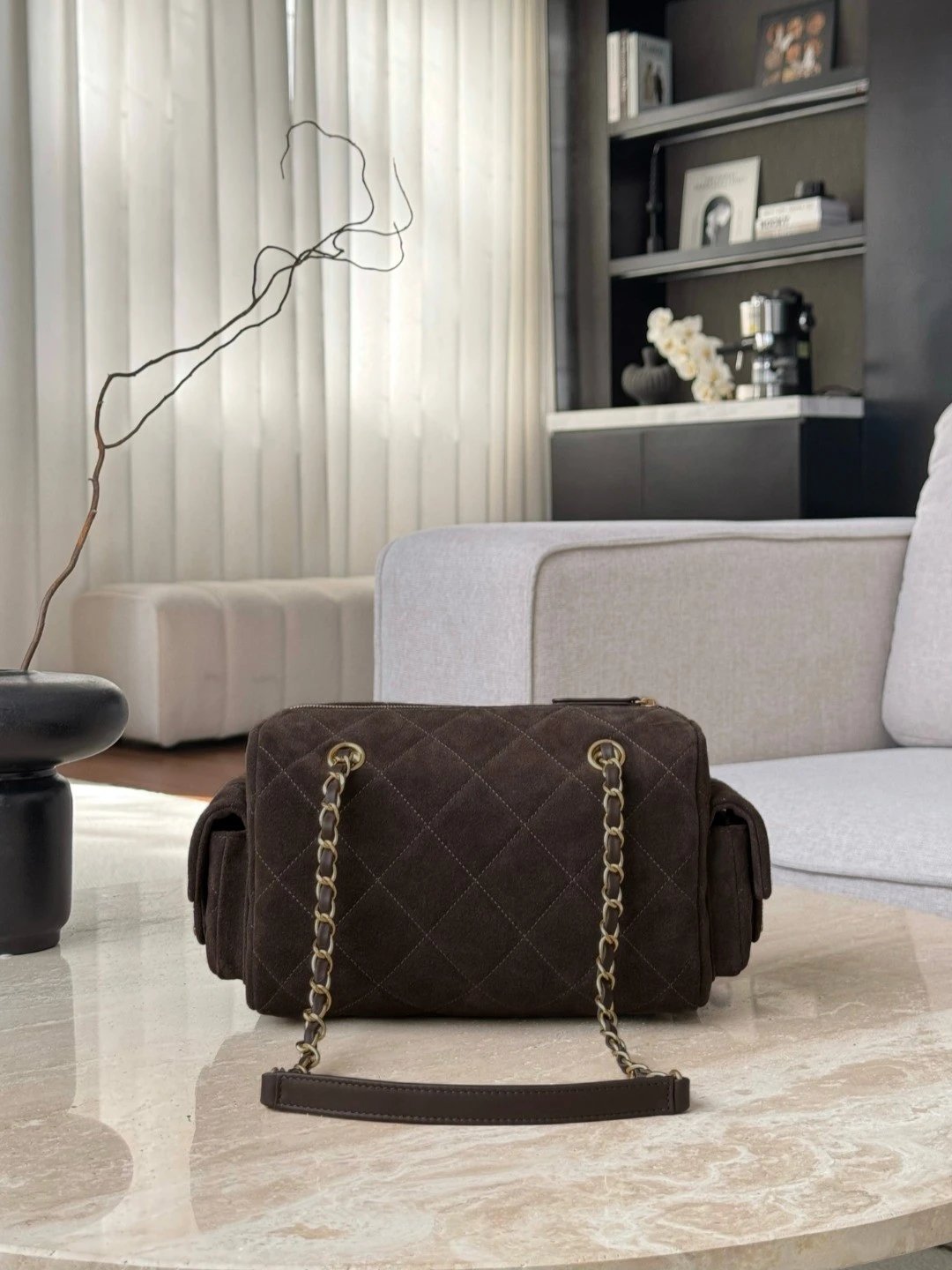 CHANEL 25K Metallic Quilted Bowling Bag in Calfskin - image 3