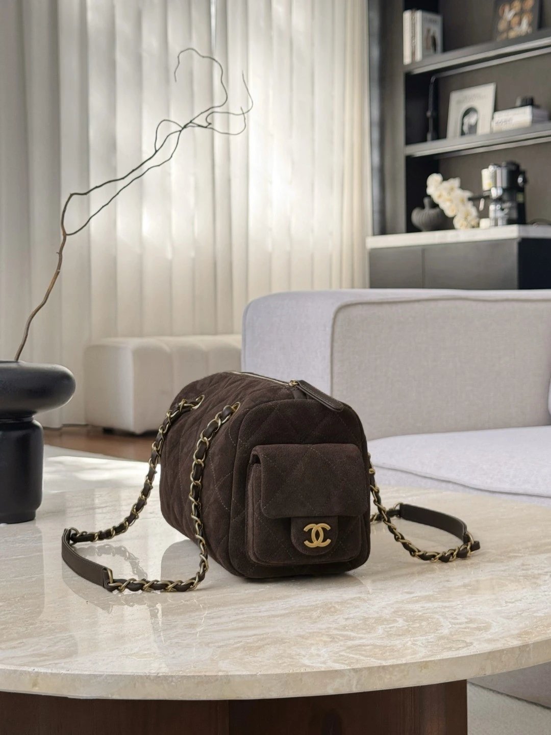 CHANEL 25K Metallic Quilted Bowling Bag in Calfskin - image 4