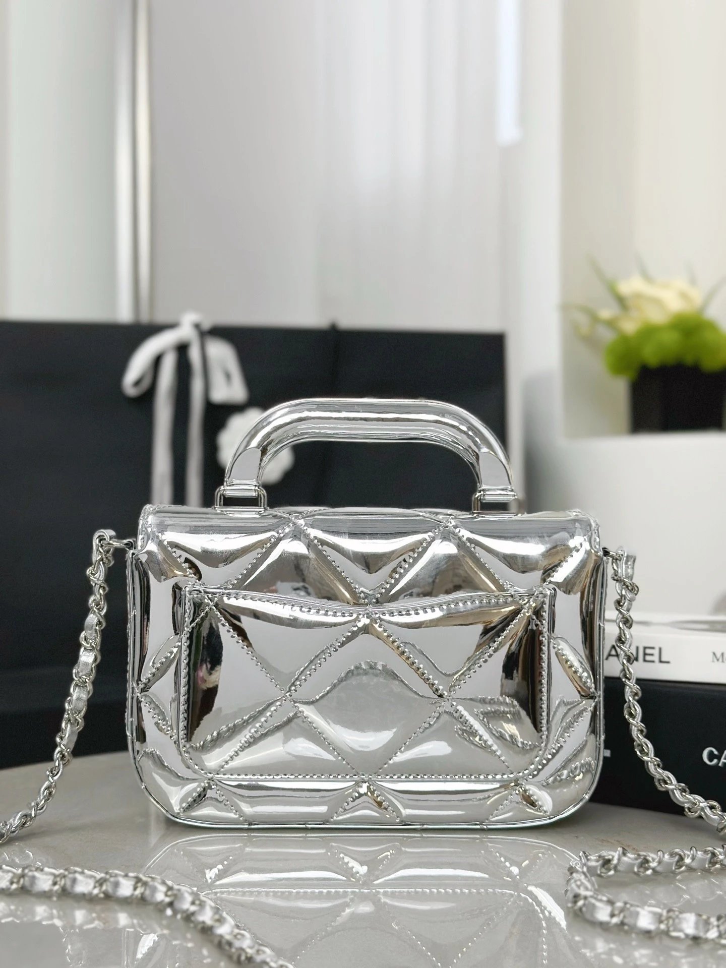 CHANEL Clutch with Chain Mirror Calfskin - image 4