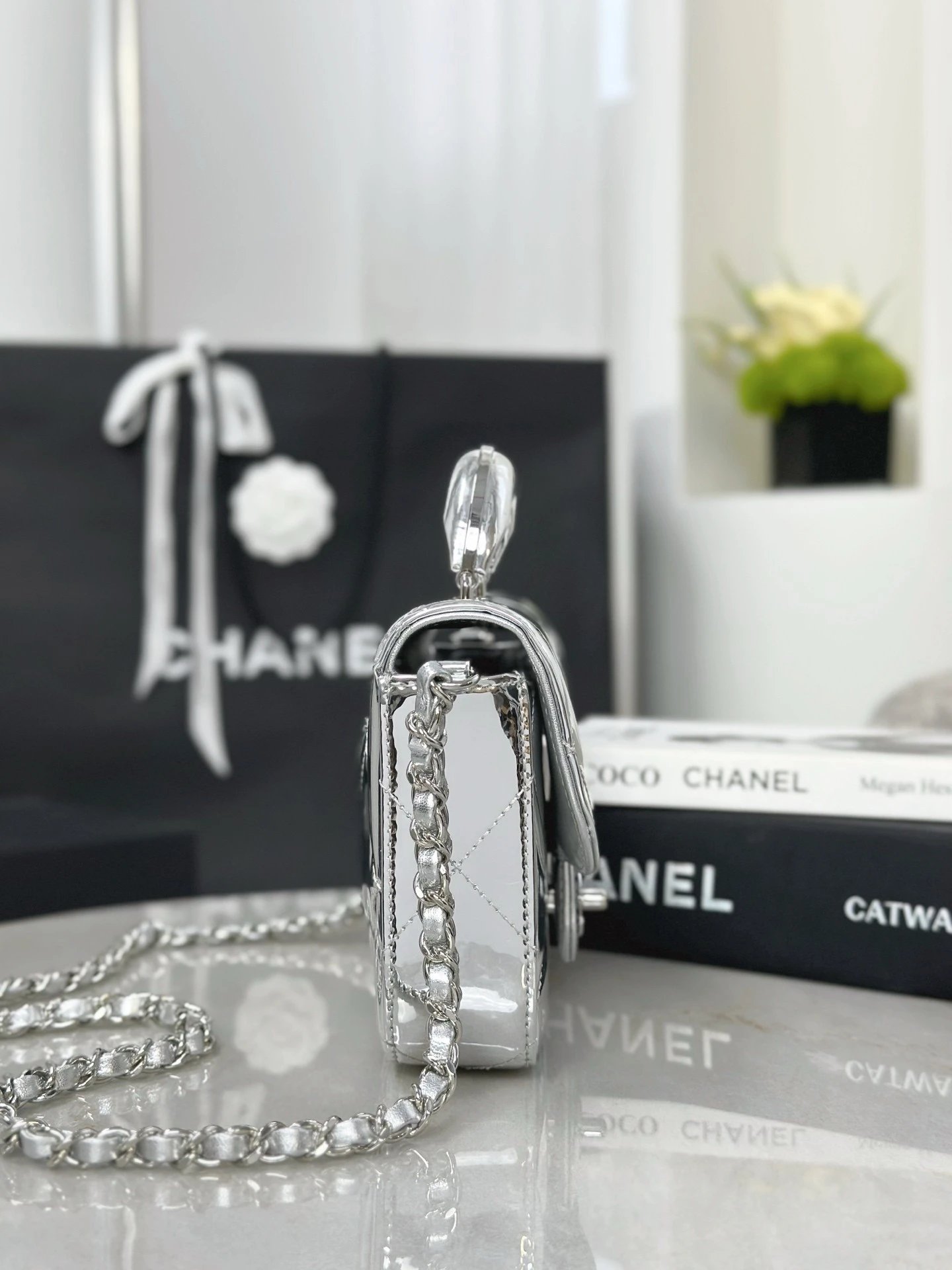 CHANEL Clutch with Chain Mirror Calfskin - image 3