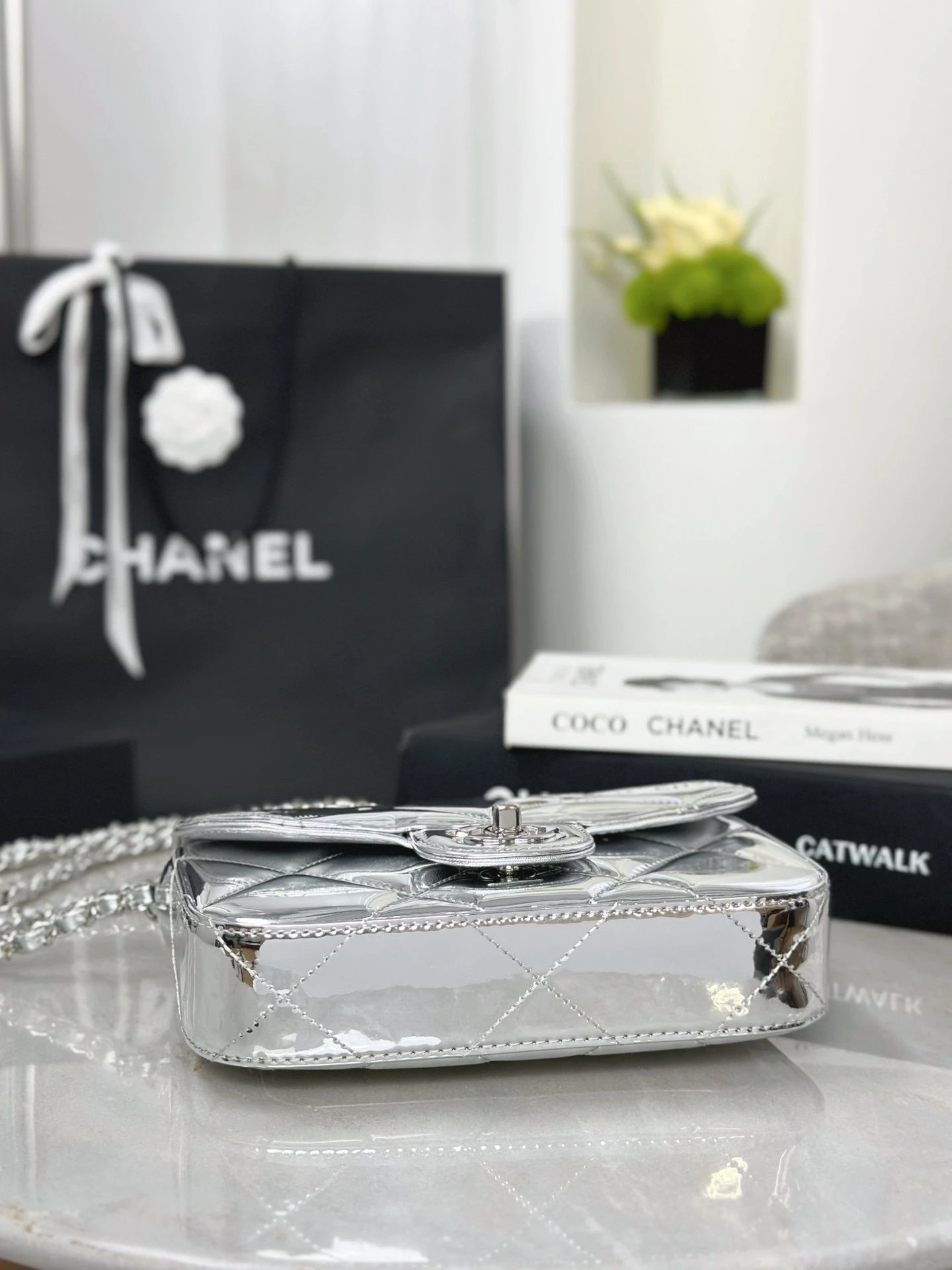 CHANEL Clutch with Chain Mirror Calfskin - image 6