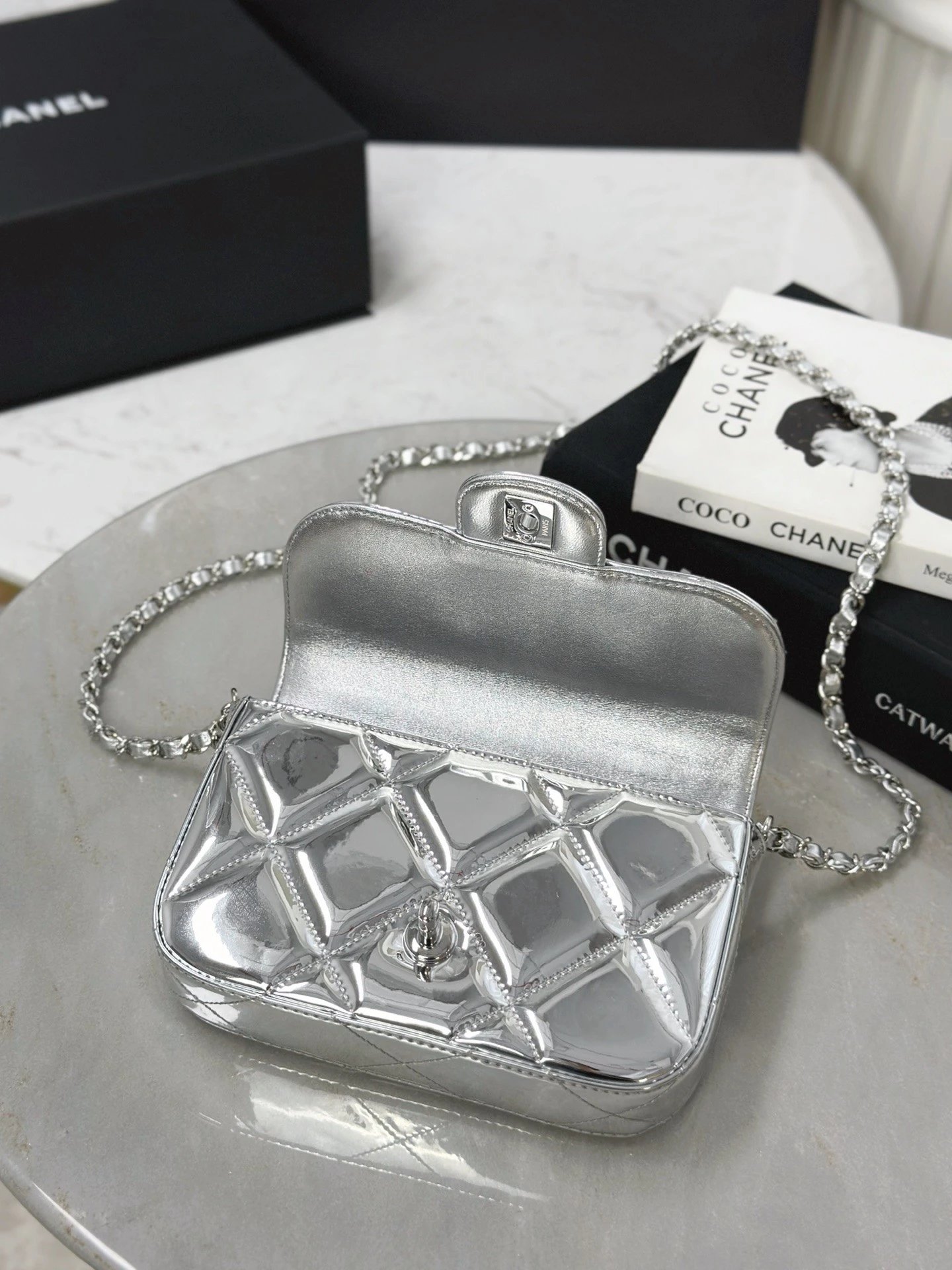 CHANEL Clutch with Chain Mirror Calfskin - image 7