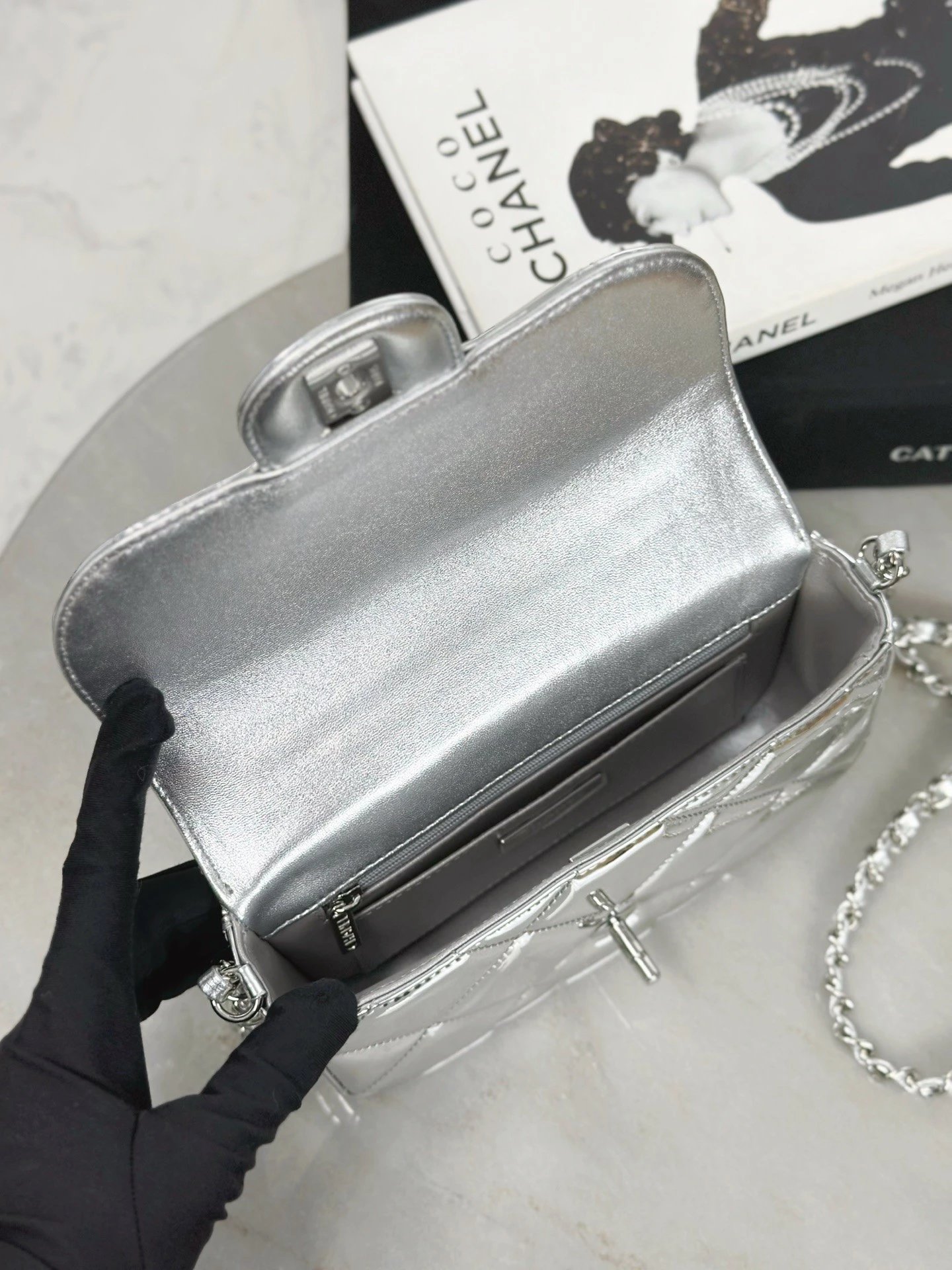 CHANEL Clutch with Chain Mirror Calfskin - image 8