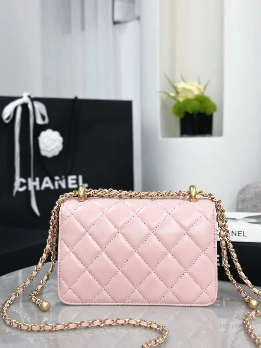 CHANEL Classic WOC with Double Gold Ball Charm - image 3