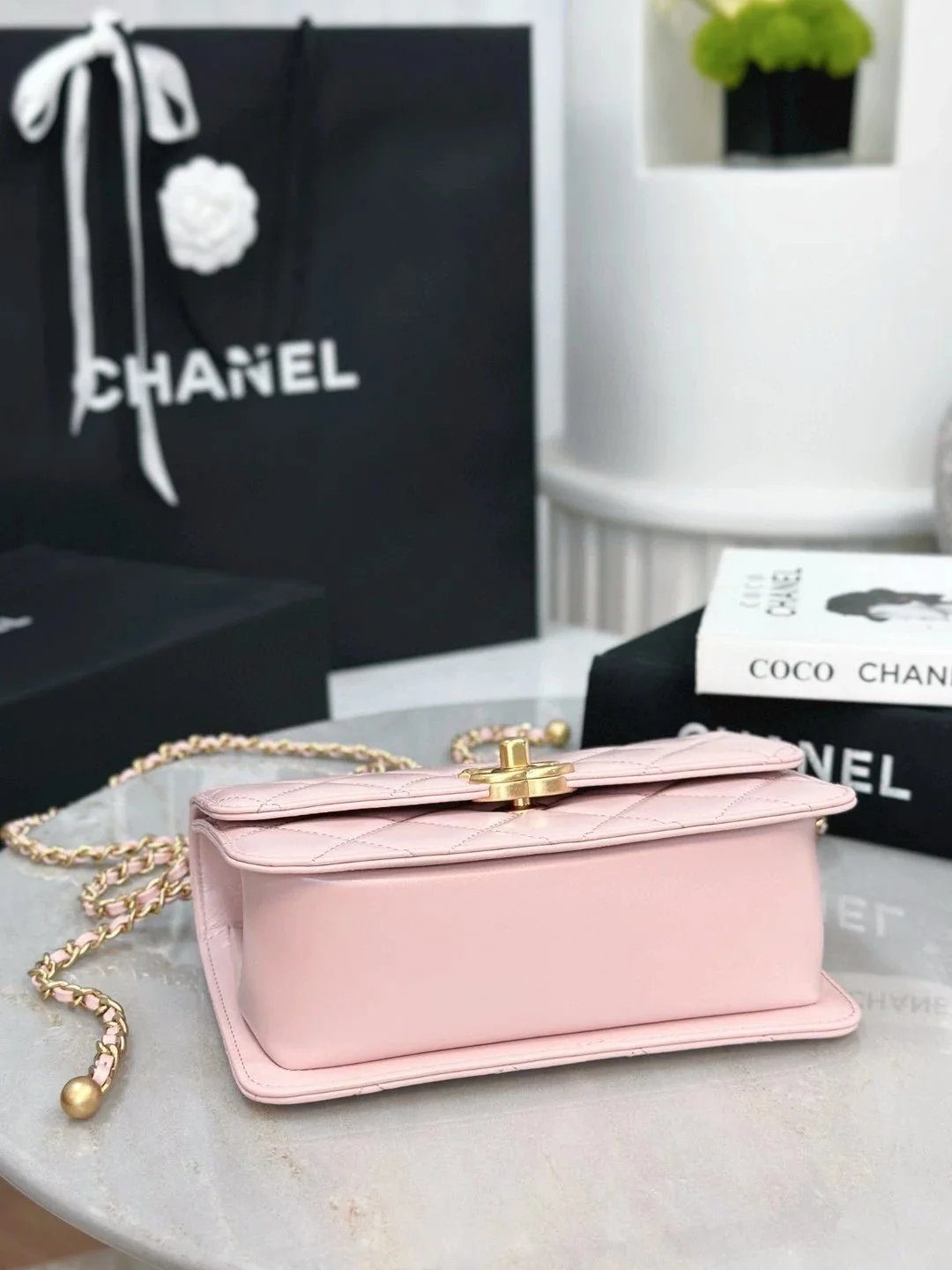 CHANEL Classic WOC with Double Gold Ball Charm - image 6