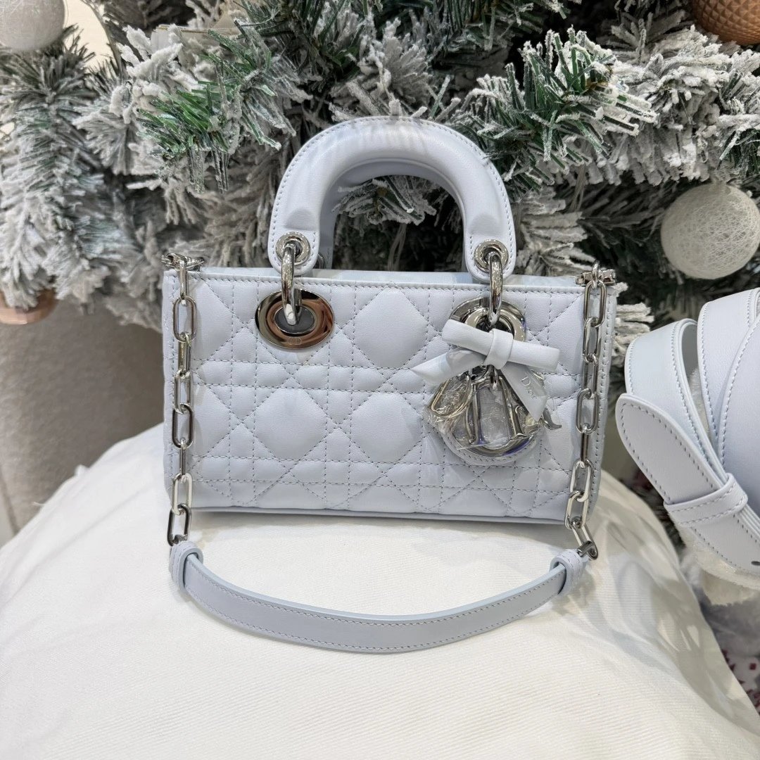 Mini Lady D-Joy Bag Ice Blue Cannage Lambskin - image 2