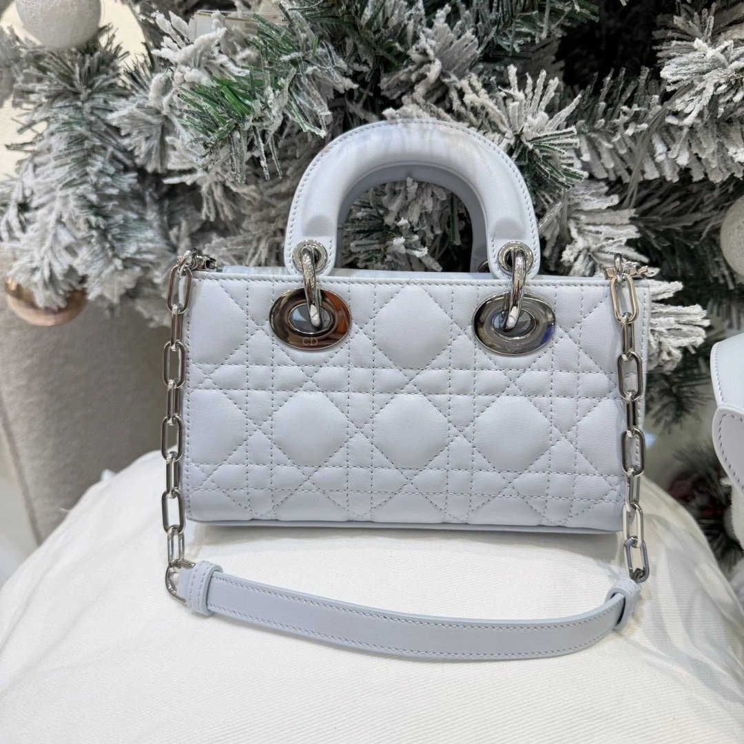 Mini Lady D-Joy Bag Ice Blue Cannage Lambskin - image 3