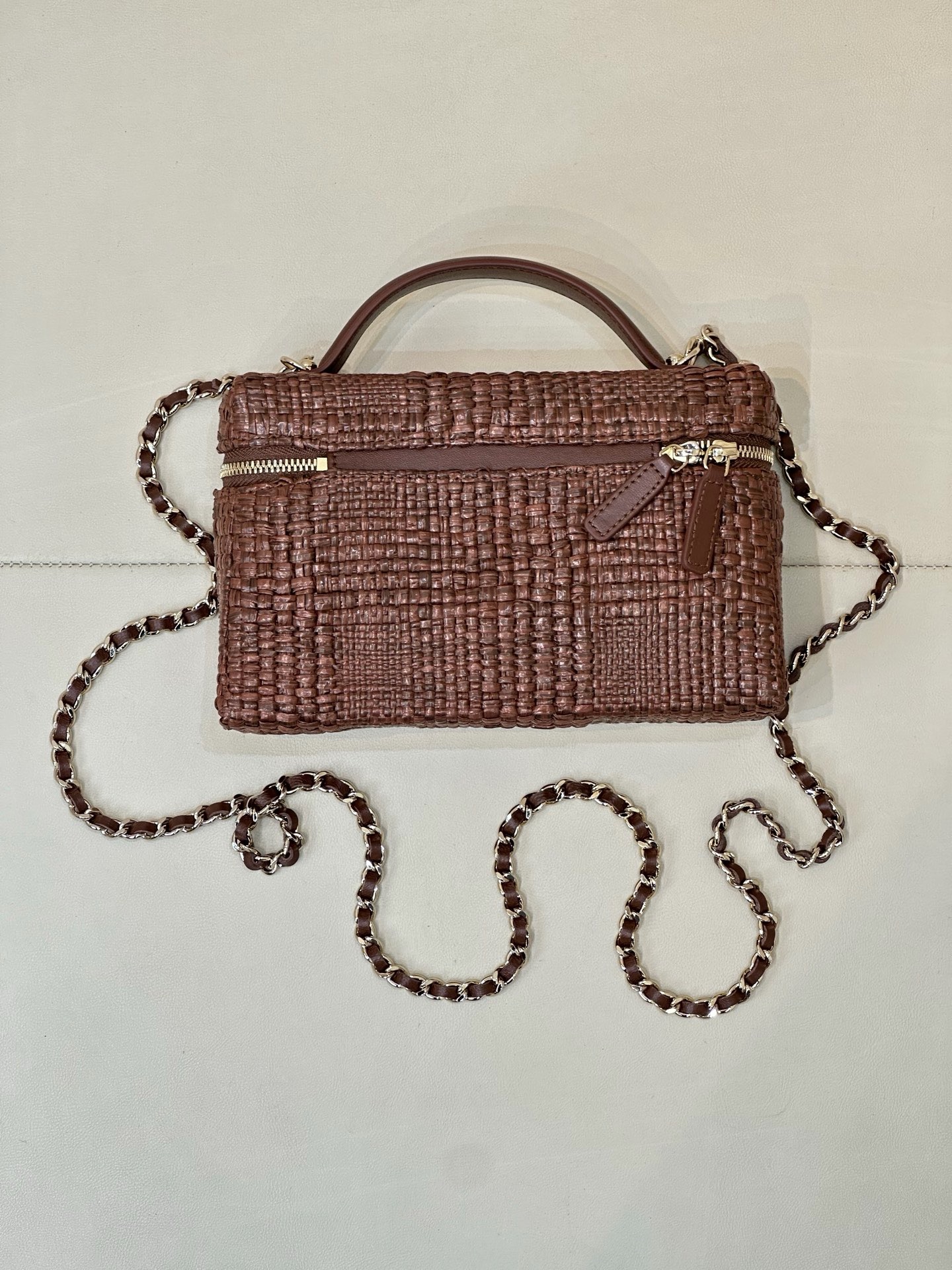 CHANEL Classic Vanity with Chain Braided Raffia Brown - image 3