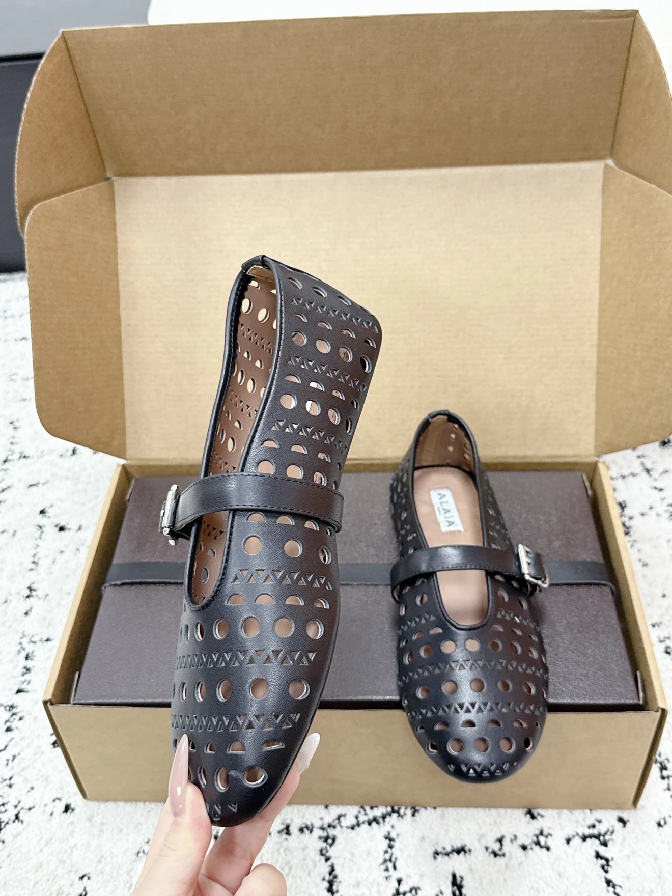 ALAÏA Vienne Lambskin Ballerina Flats - image 6