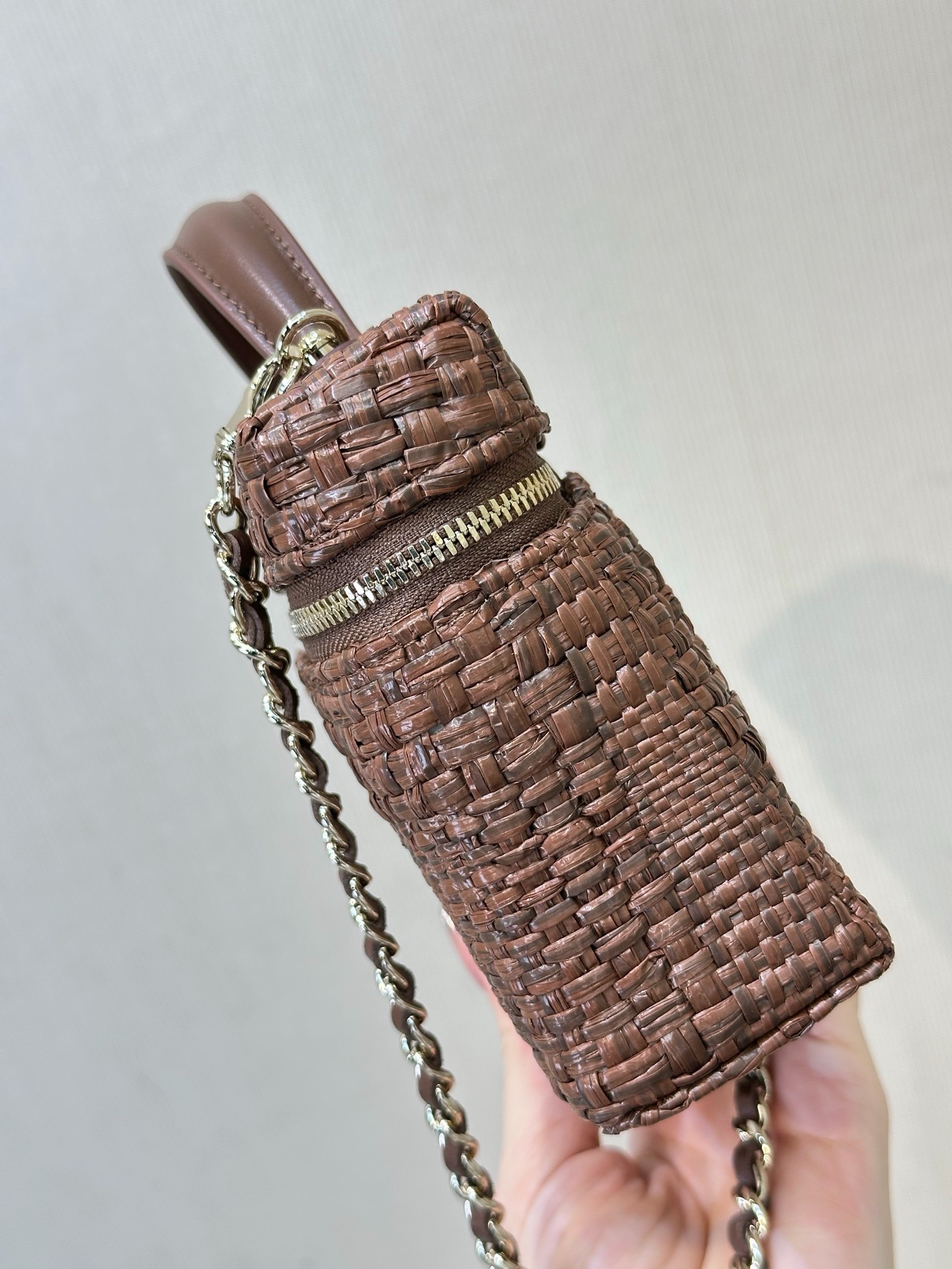 CHANEL Classic Vanity with Chain Braided Raffia Brown - image 4