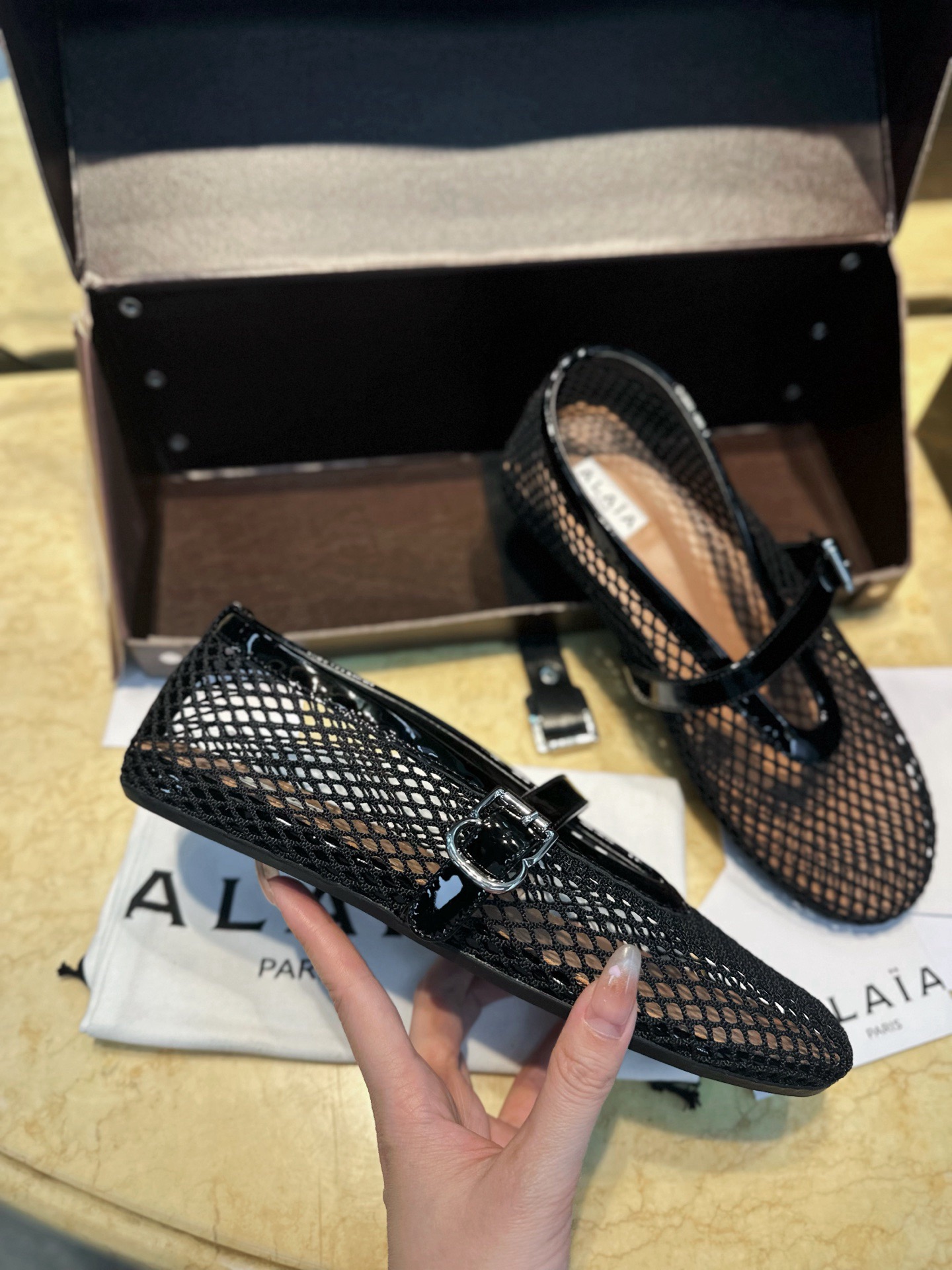ALAIA BALLET FLATS IN FISHNET - image 5